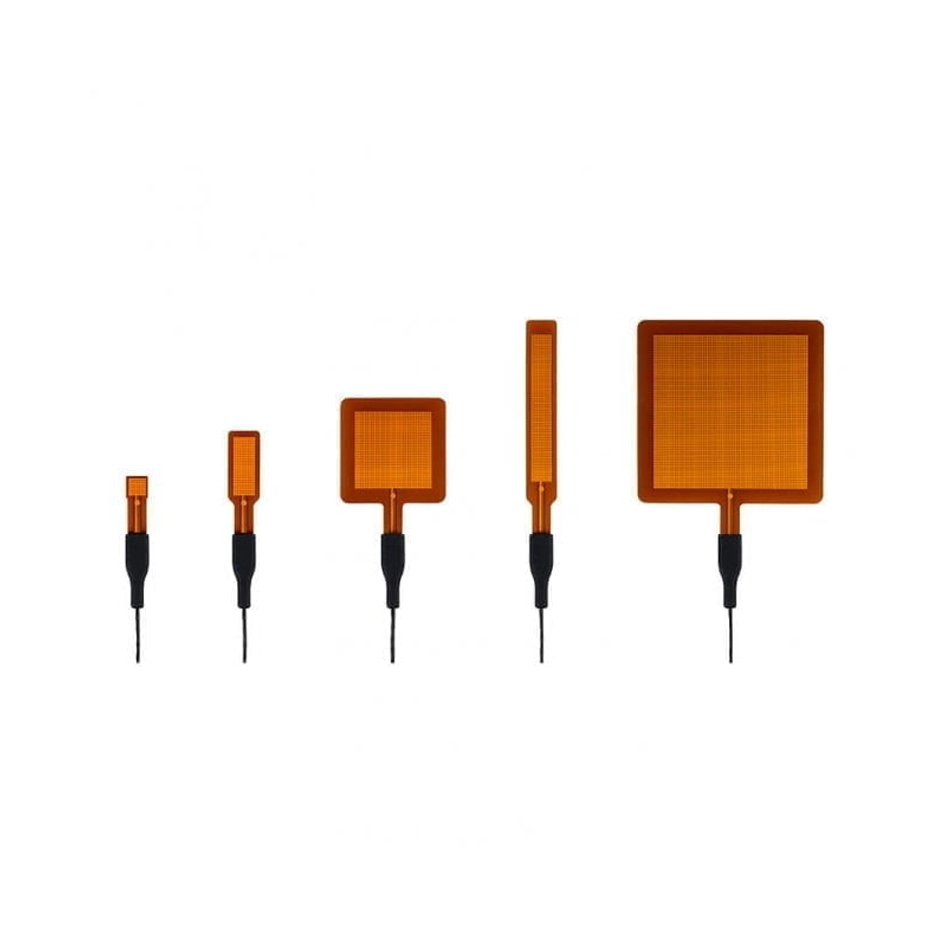 5 different sizes of available FHF05 Foil Heat Flux Sensors.